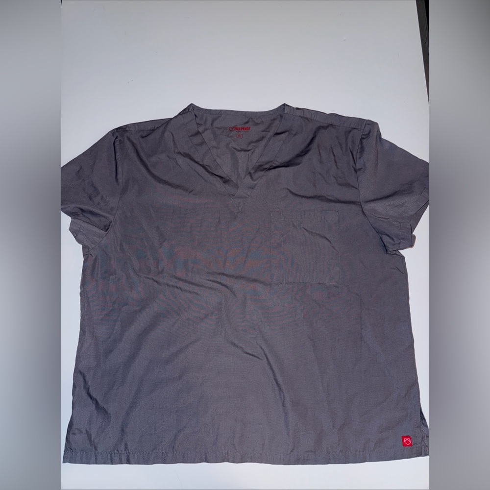 Red Panda Adult Womens Size XL Grey Blue Scrub Top See Pics For Measurements